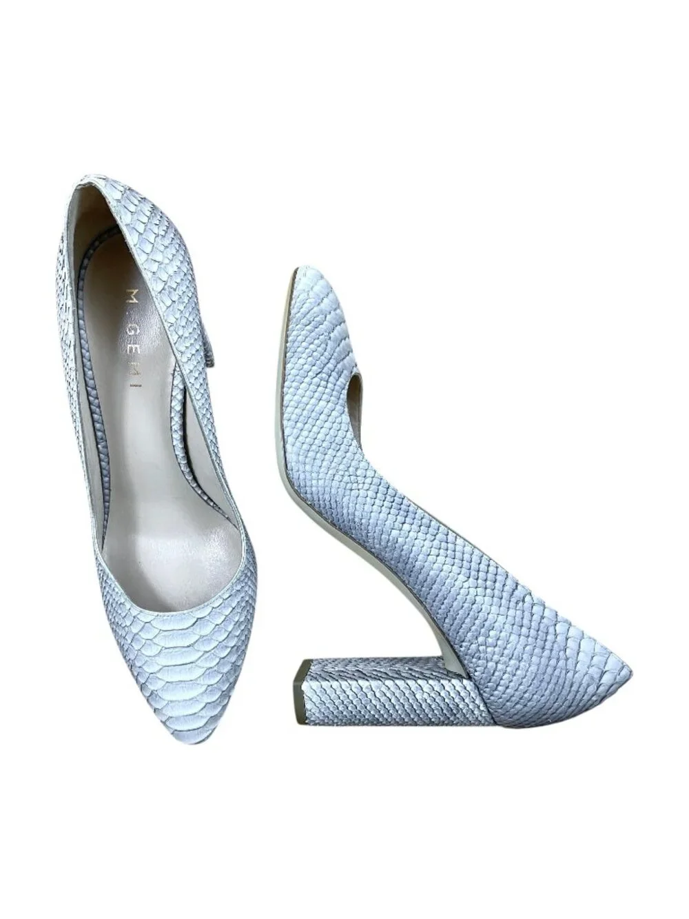 M. Gemi Heels Gray Faux Snakeskin Lustro (39.5, 8.5)